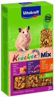 Kräcker hamsters Trio Mix honing/spelt-druif/noot-fruit/flakes