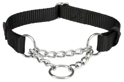 Premium half-slip halsband S–M: 30–40 cm/15 mm, zwart