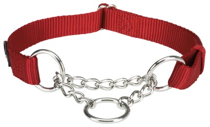 Premium half-slip halsband S–M: 30–40 cm/15 mm, rood