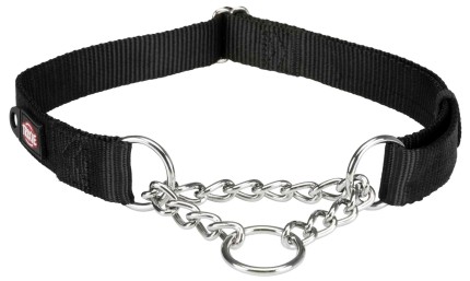 Premium half-slip halsband L–XL: 45–70 cm/25 mm, zwart
