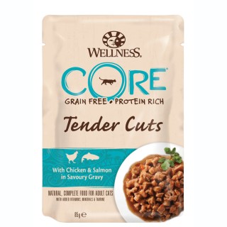 Wellness CORE Wet Tender Cuts chicken/salmon 85g