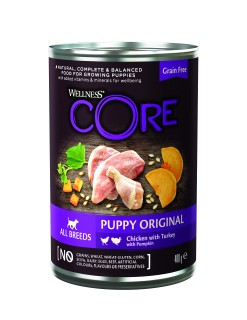 Wellness Core can dog 95 puppy chicken & turkey & pumpkin 400g
